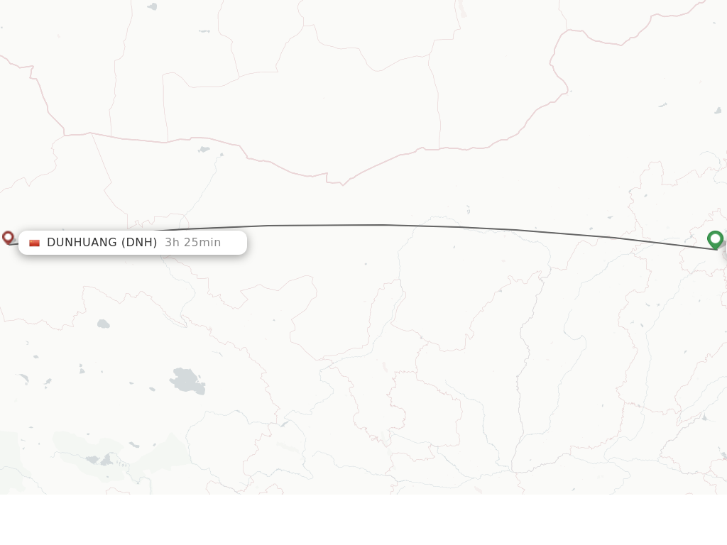 Flights from Beijing to Dunhuang route map