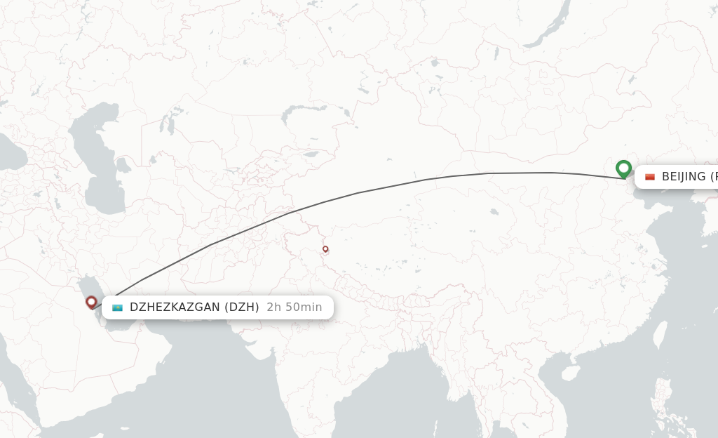 Flights from Beijing to Dazhou route map