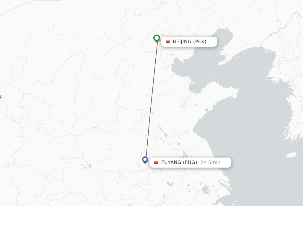 Flights from Beijing to Fuyang route map