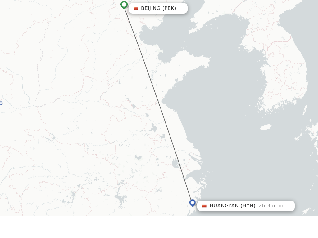 Flights from Beijing to Taizhou route map