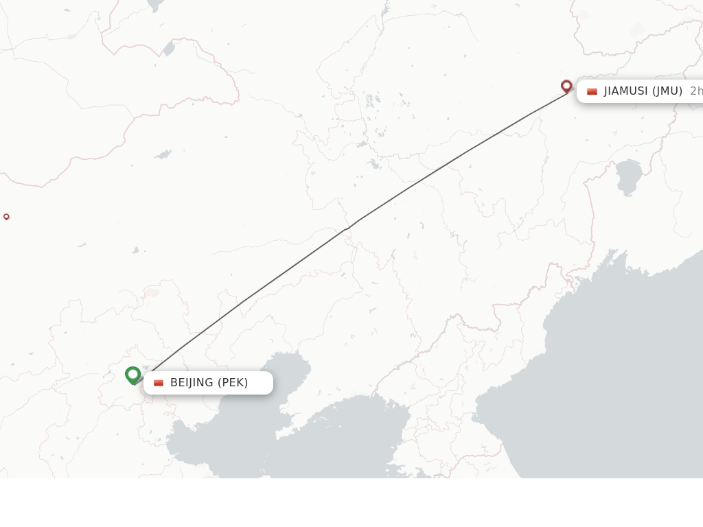 Flights from Beijing to Jiamusi route map