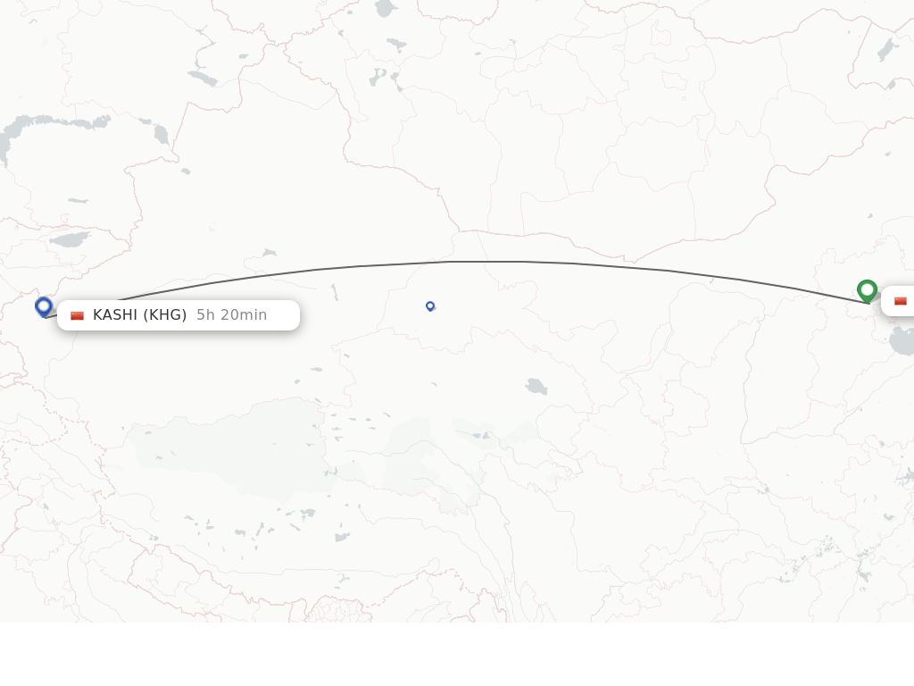 Flights from Beijing to Kashi route map