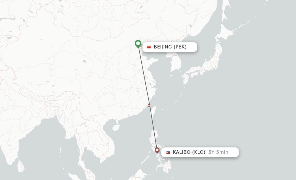 Flights from Beijing to Kalibo route map