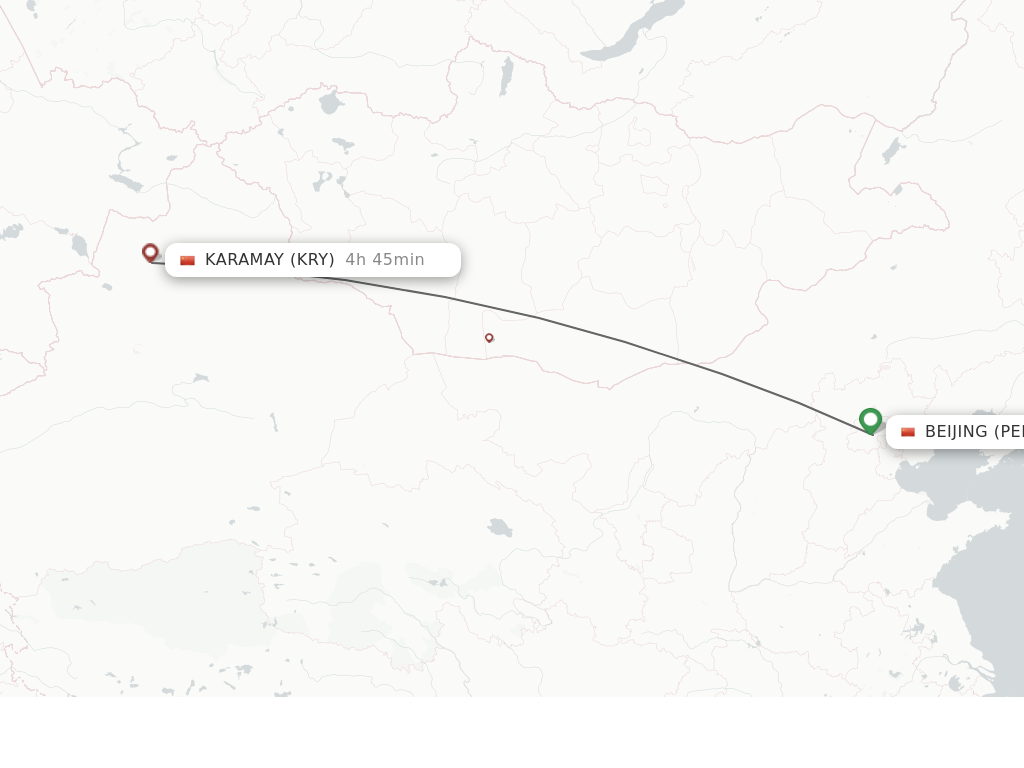 Flights from Beijing to Karamay route map