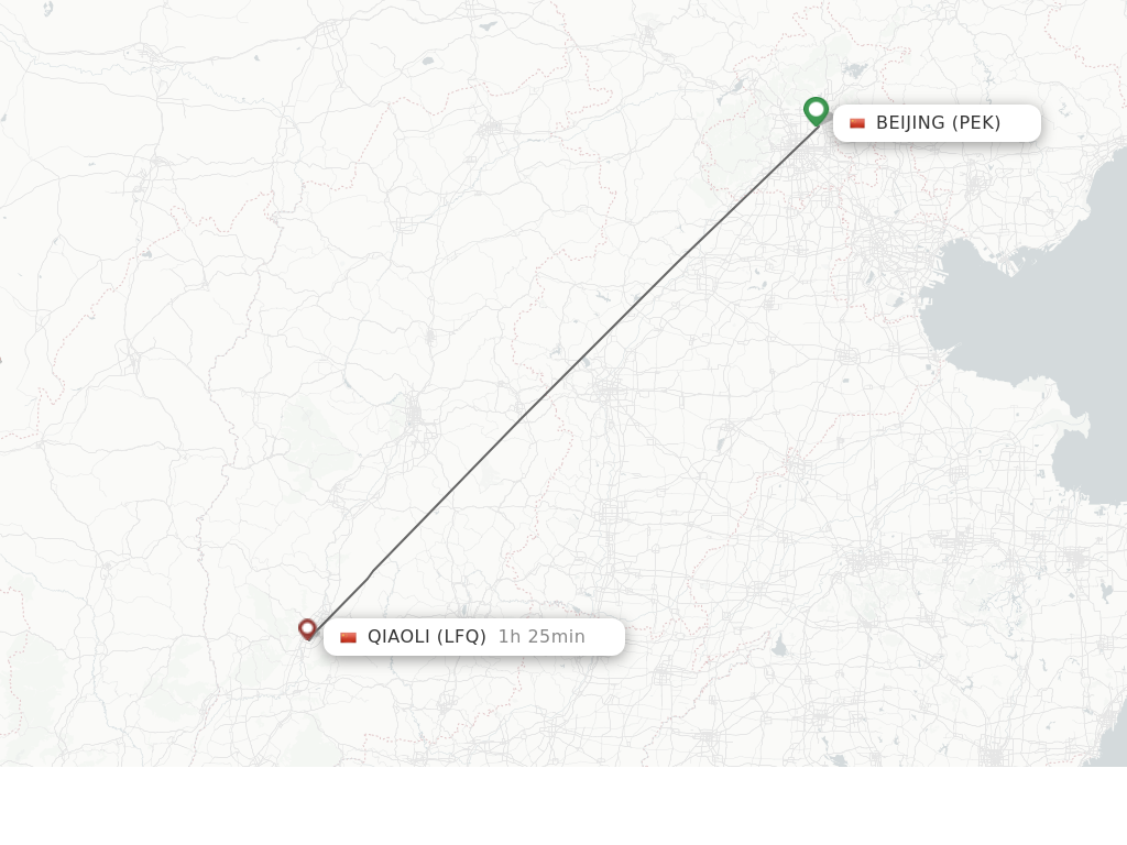 Flights from Beijing to Qiaoli route map