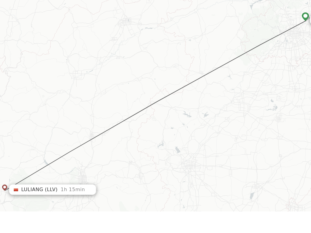 Flights from Beijing to Luliang route map