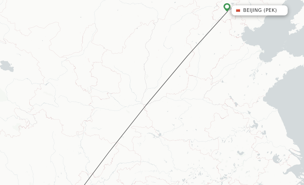 Flights from Beijing to Luzhou route map