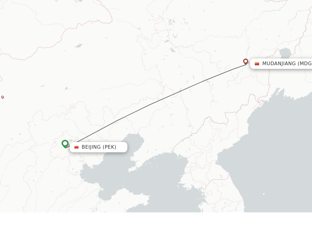 Flights from Beijing to Mudanjiang route map