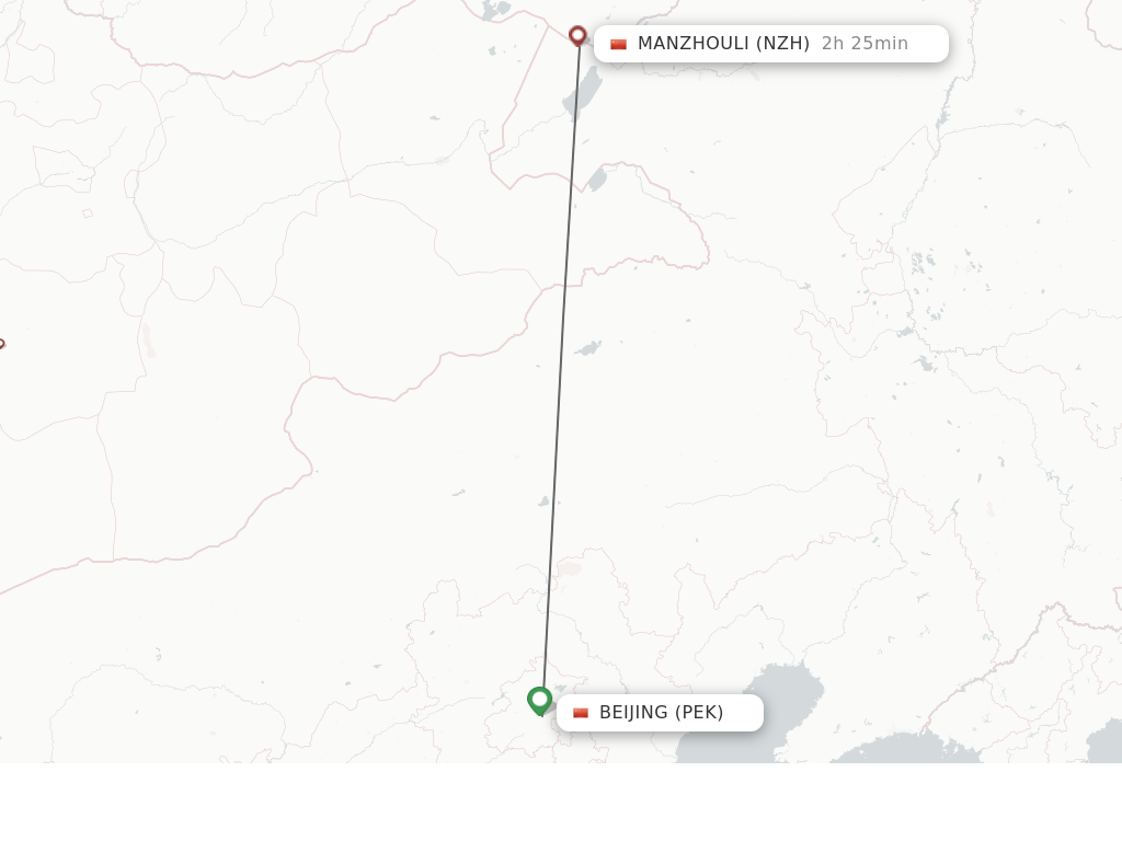 Flights from Beijing to Manzhouli route map
