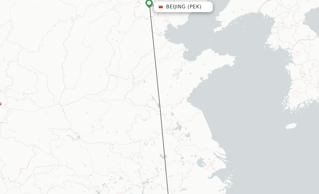 Flights from Beijing to Shangrao route map