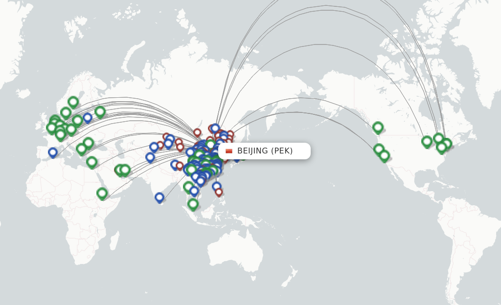 Flights from Beijing to Vladivostok route map