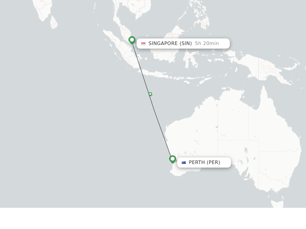 Flights from Perth to Singapore route map