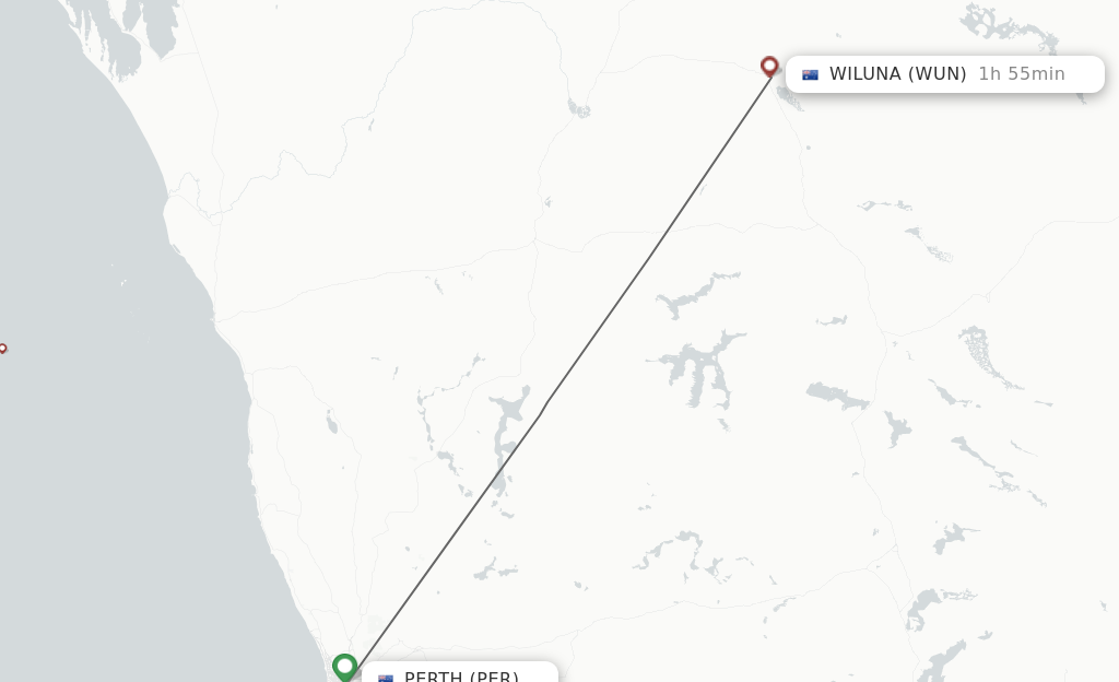 Flights from Wiluna to Perth route map