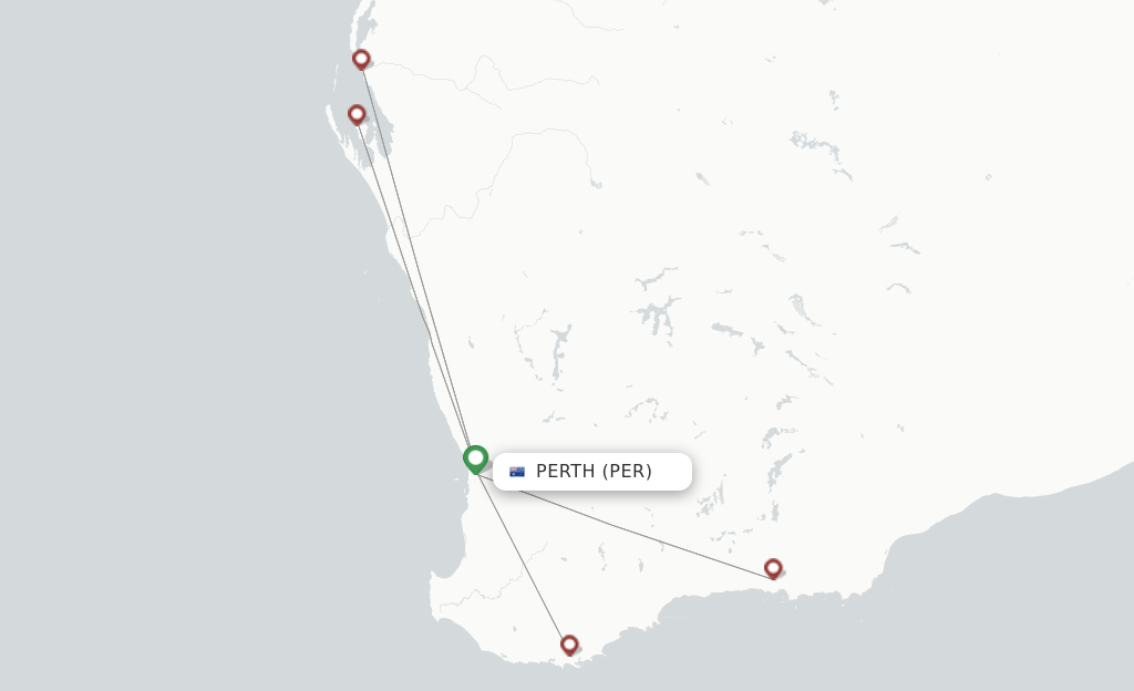 Route map with flights from Perth with Rex Regional Express