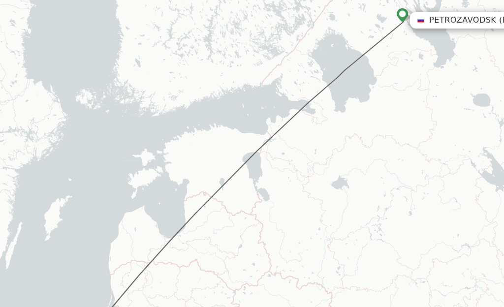 Flights from Petrozavodsk to Kaliningrad route map