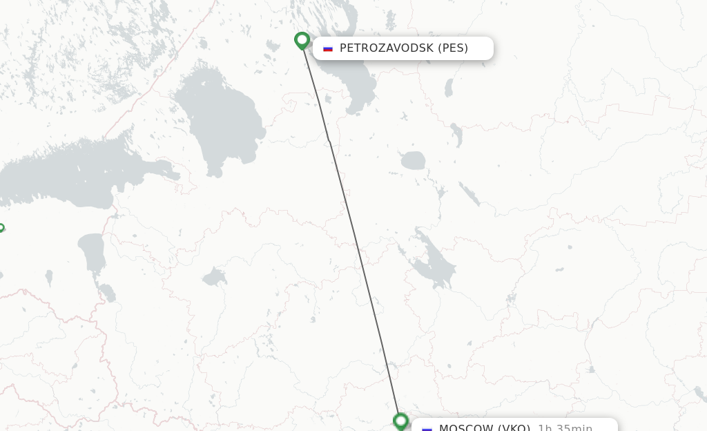 Flights from Petrozavodsk to Moscow route map
