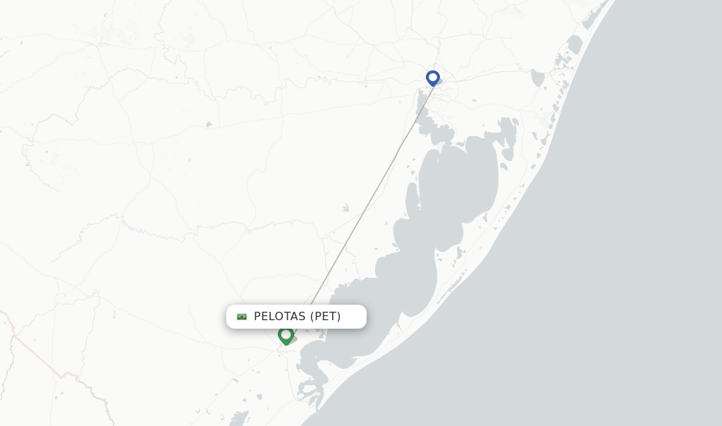 Route map with flights from Pelotas with Azul