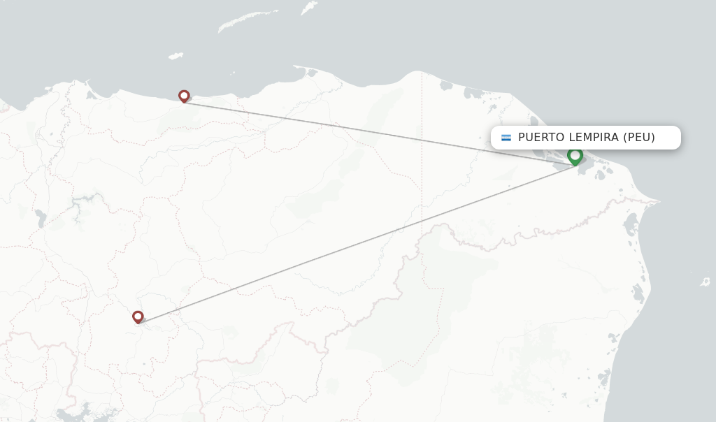 Puerto Lempira flight map