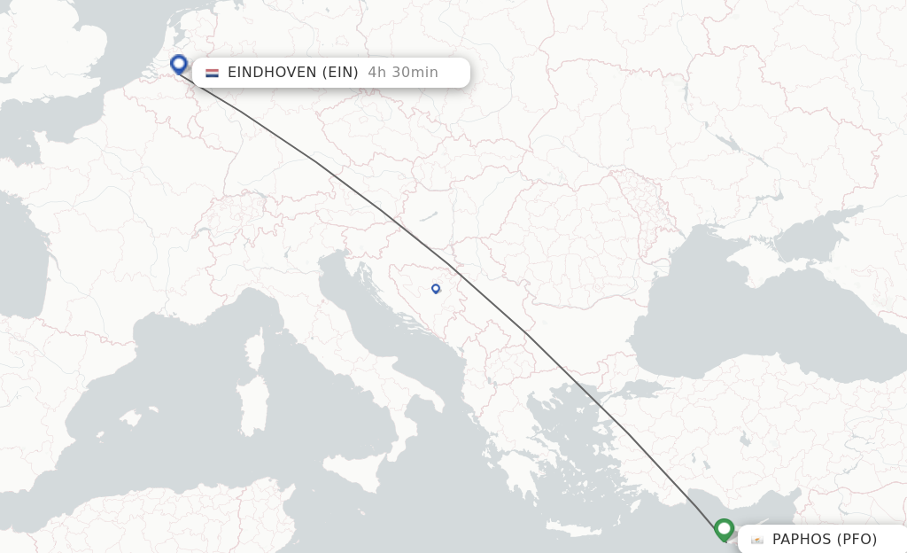 Direct (nonstop) flights from Paphos to Eindhoven schedules