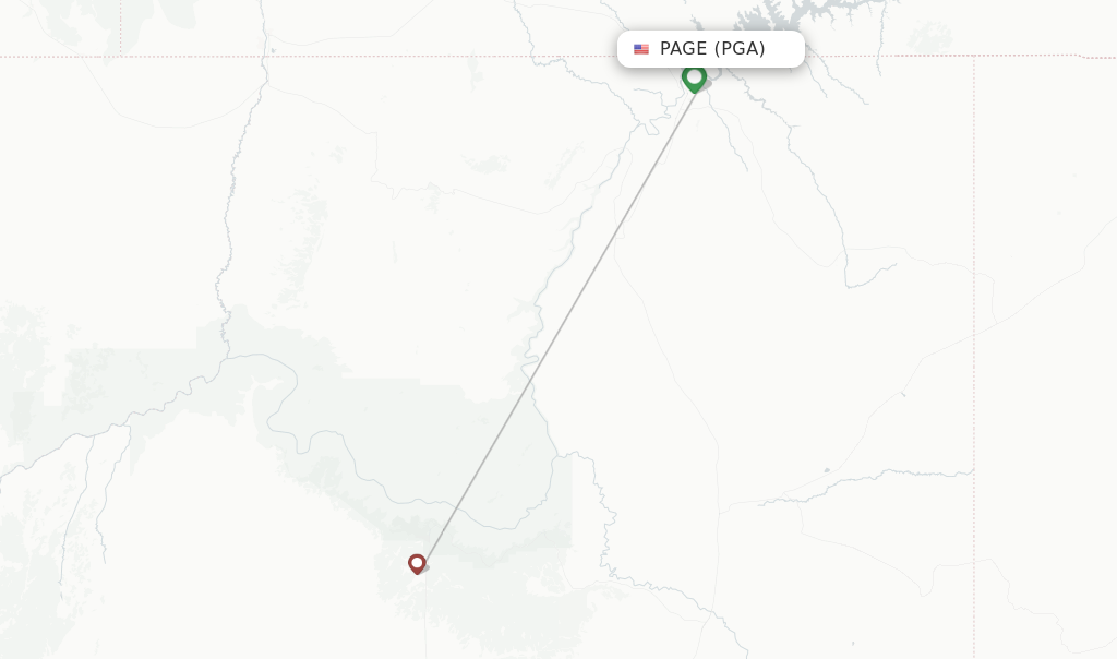 Route map with flights from Page with Papillon Airways