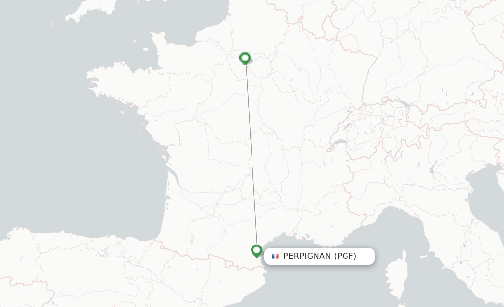 Route map with flights from Perpignan with Transavia France