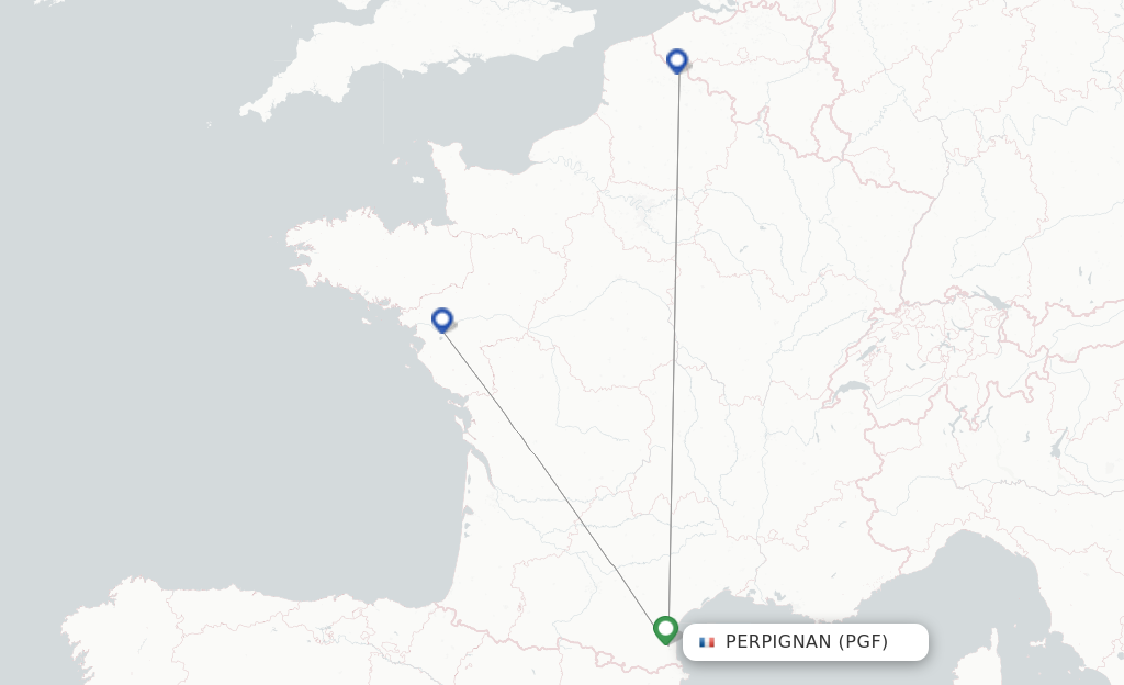 Route map with flights from Perpignan with Volotea
