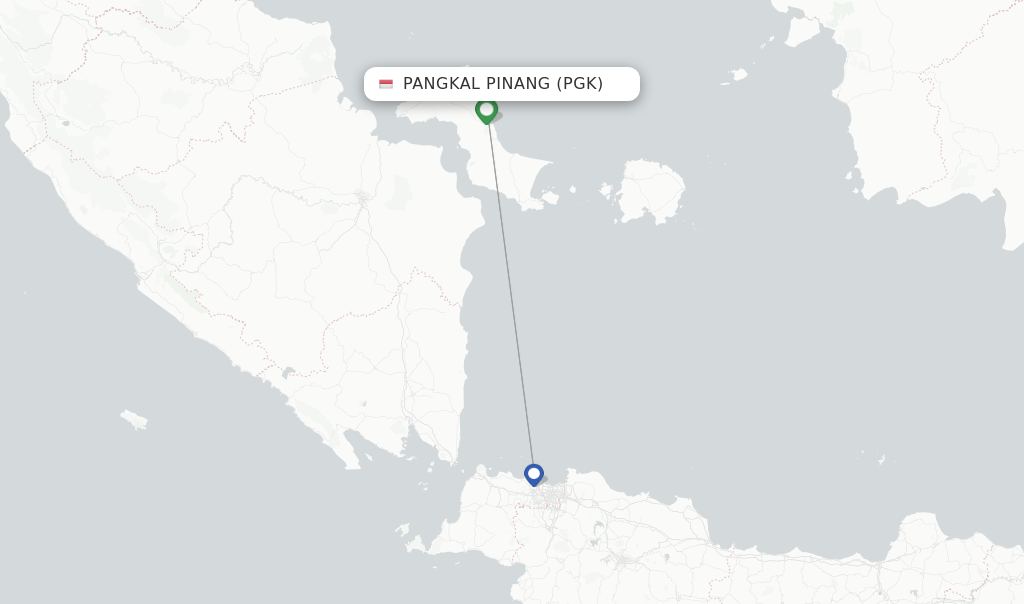 Route map with flights from Pangkal Pinang with Citilink