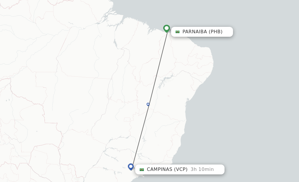 Flights from Parnaiba to Campinas route map
