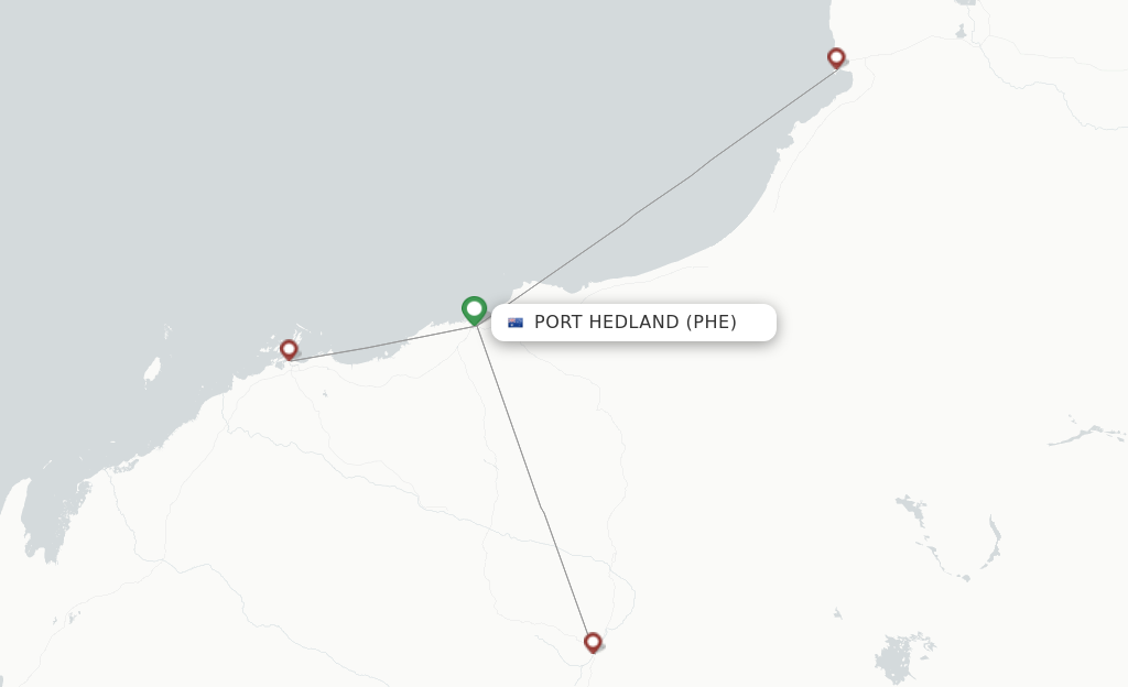 Route map with flights from Port Hedland with Grandstar Cargo