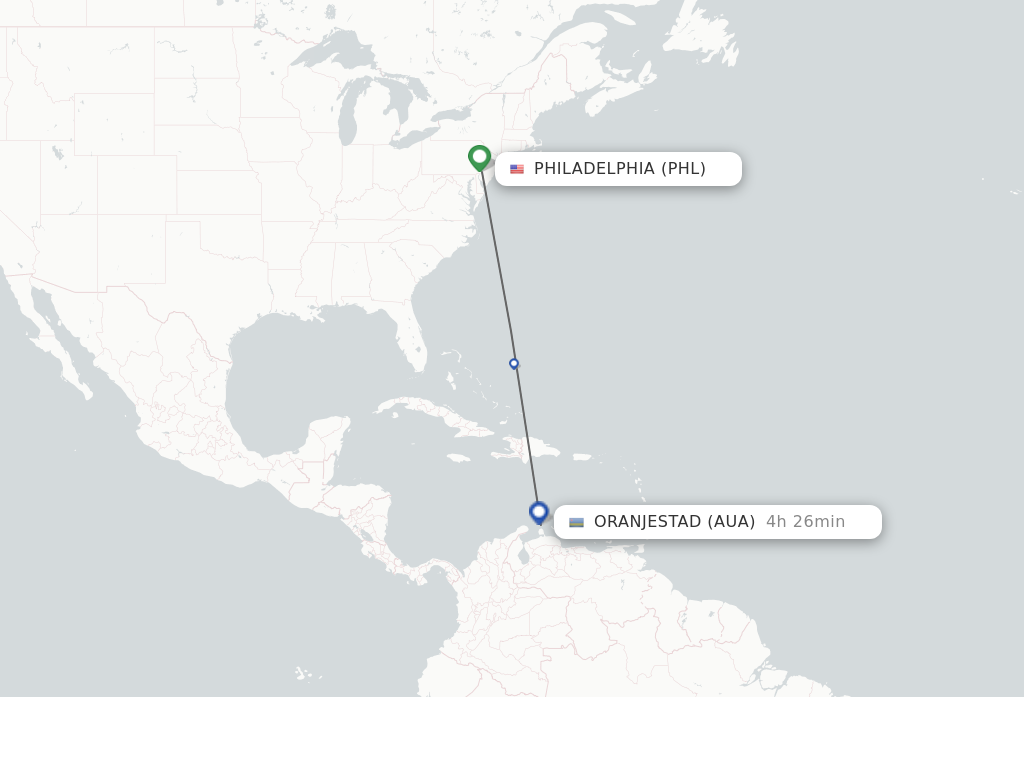 Direct (non-stop) flights from Philadelphia to Aruba - schedules