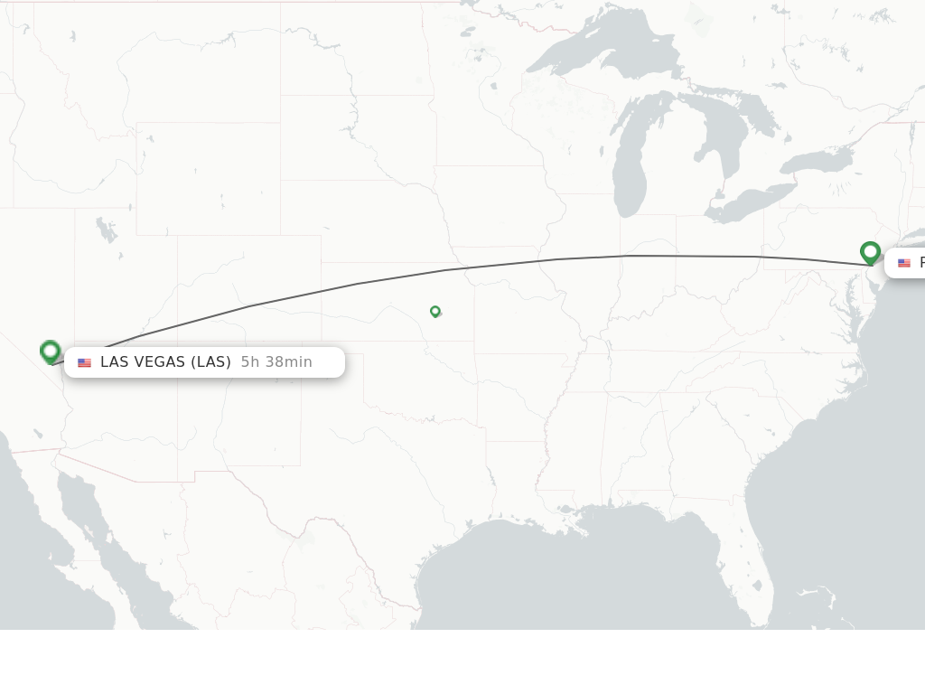 Flights from Philadelphia to Las Vegas route map