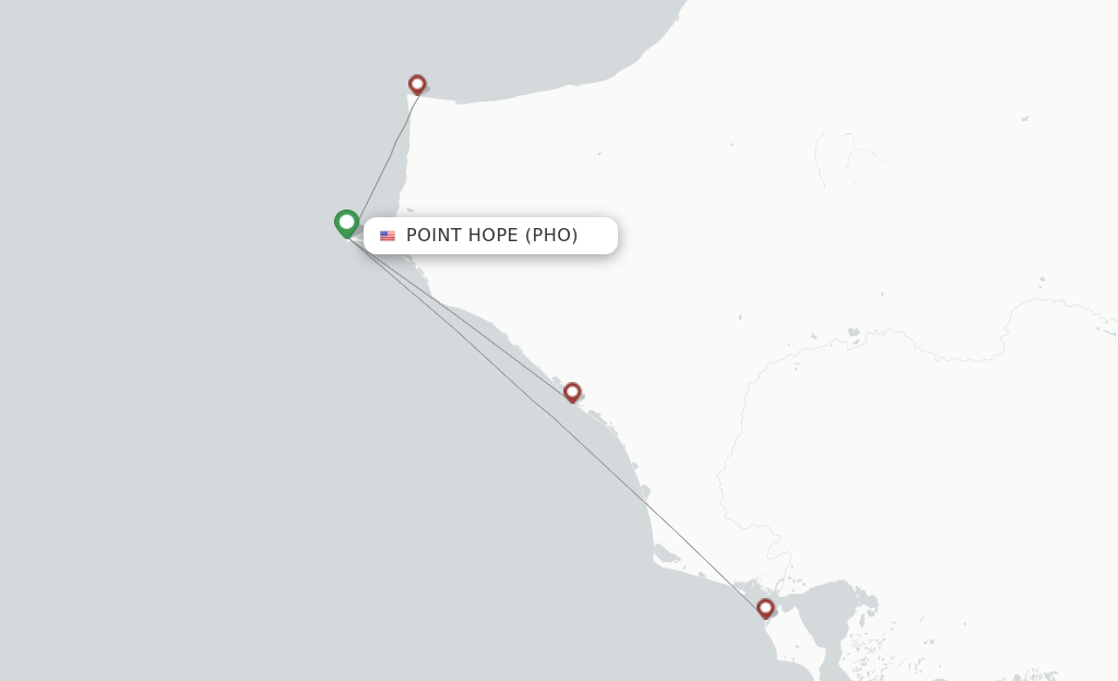 Route map with flights from Point Hope with Easy Fly Express