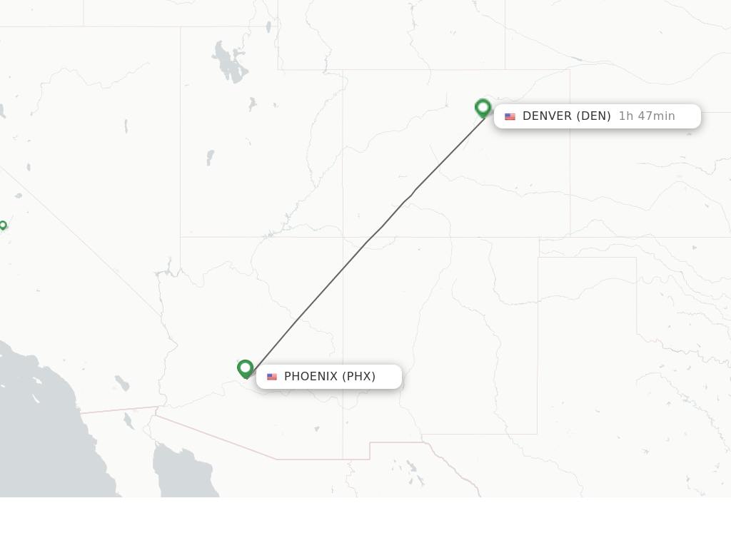 Flights from Phoenix to Denver route map