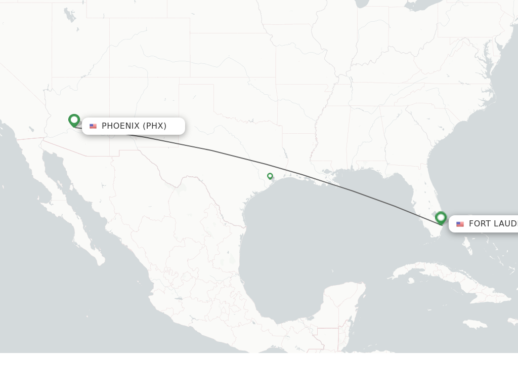 Flights from Phoenix to Fort Lauderdale route map