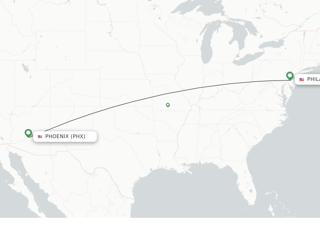 Flights from Phoenix to Philadelphia route map