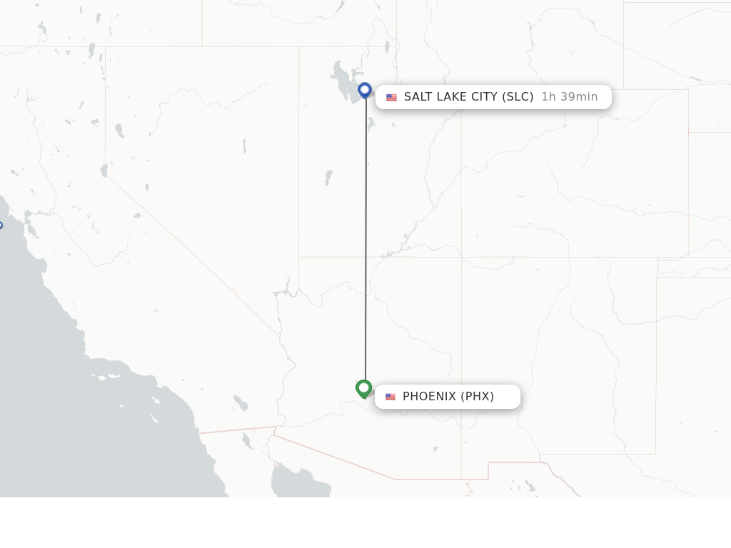 Flights from Phoenix to Salt Lake City route map