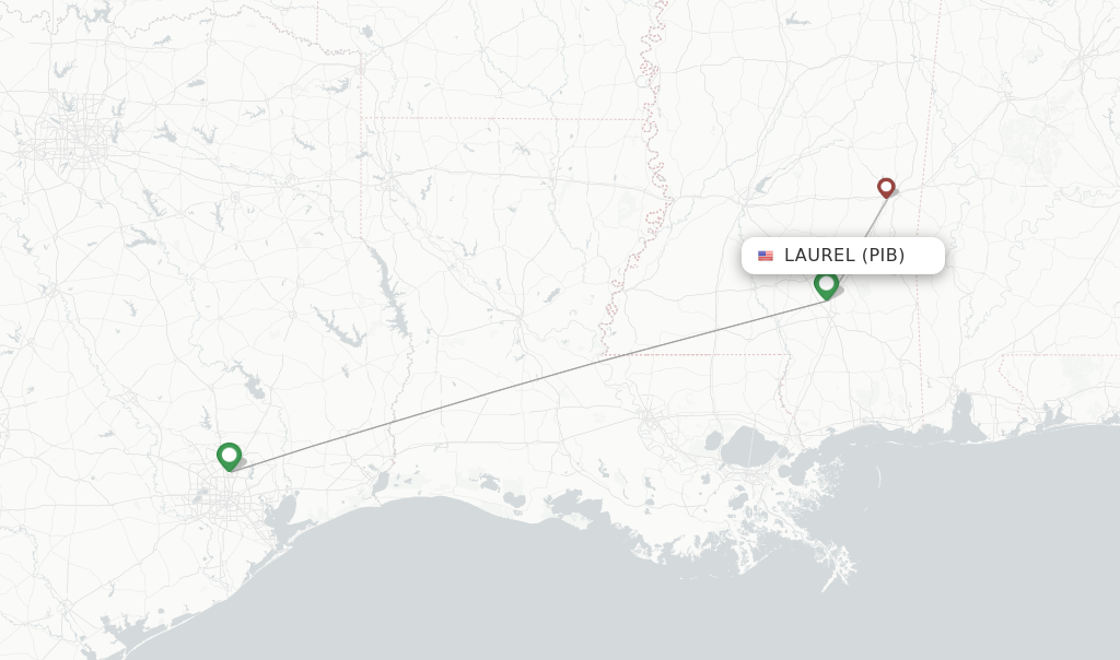 Route map with flights from Laurel with United