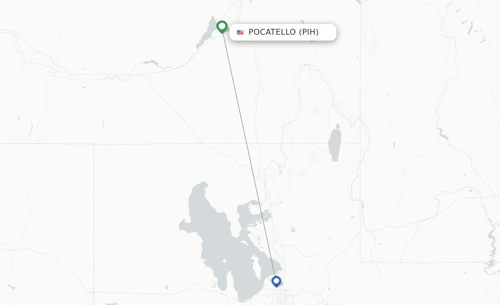 Route map with flights from Pocatello with Delta