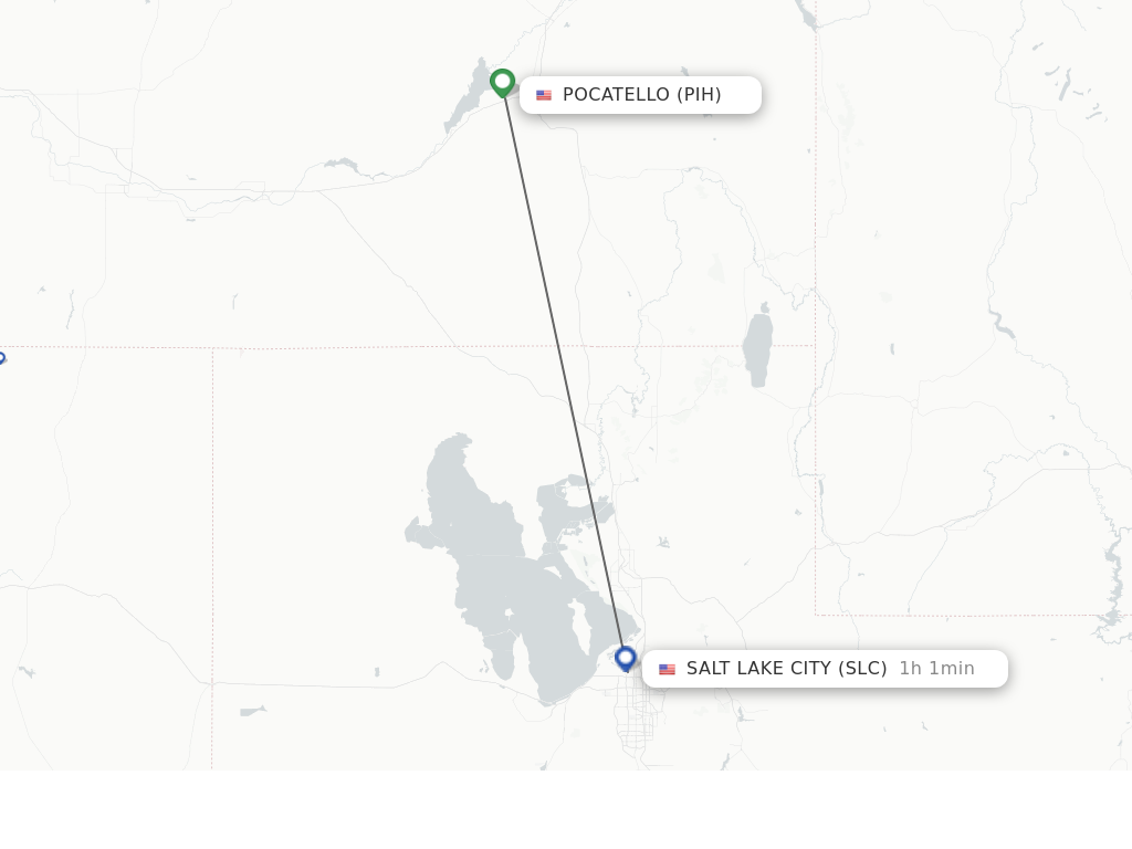 Flights from Pocatello to Salt Lake City route map