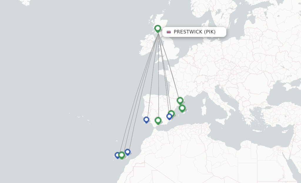 Flights from Glasgow to Pisa route map