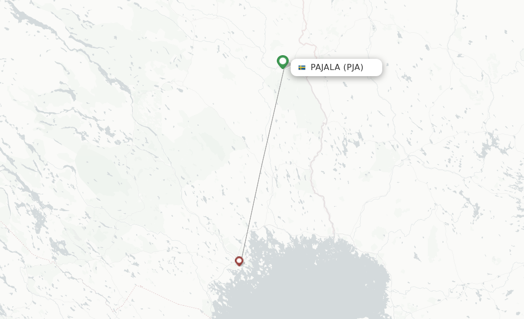Route map with flights from Pajala with FlexFlight