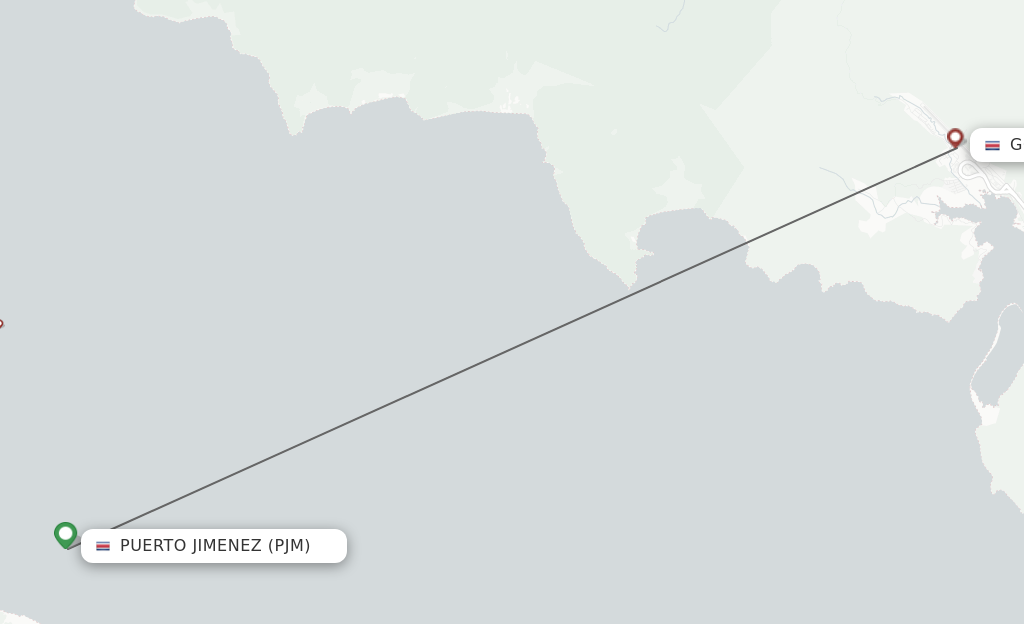 Flights from Puerto Jimenez to Golfito route map