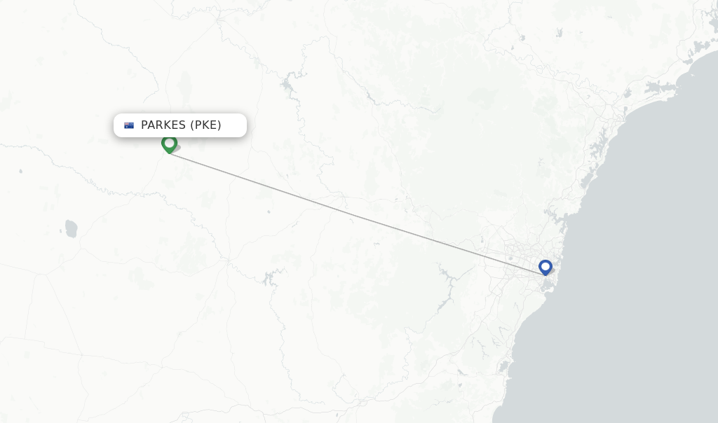 Route map with flights from Parkes with Rex