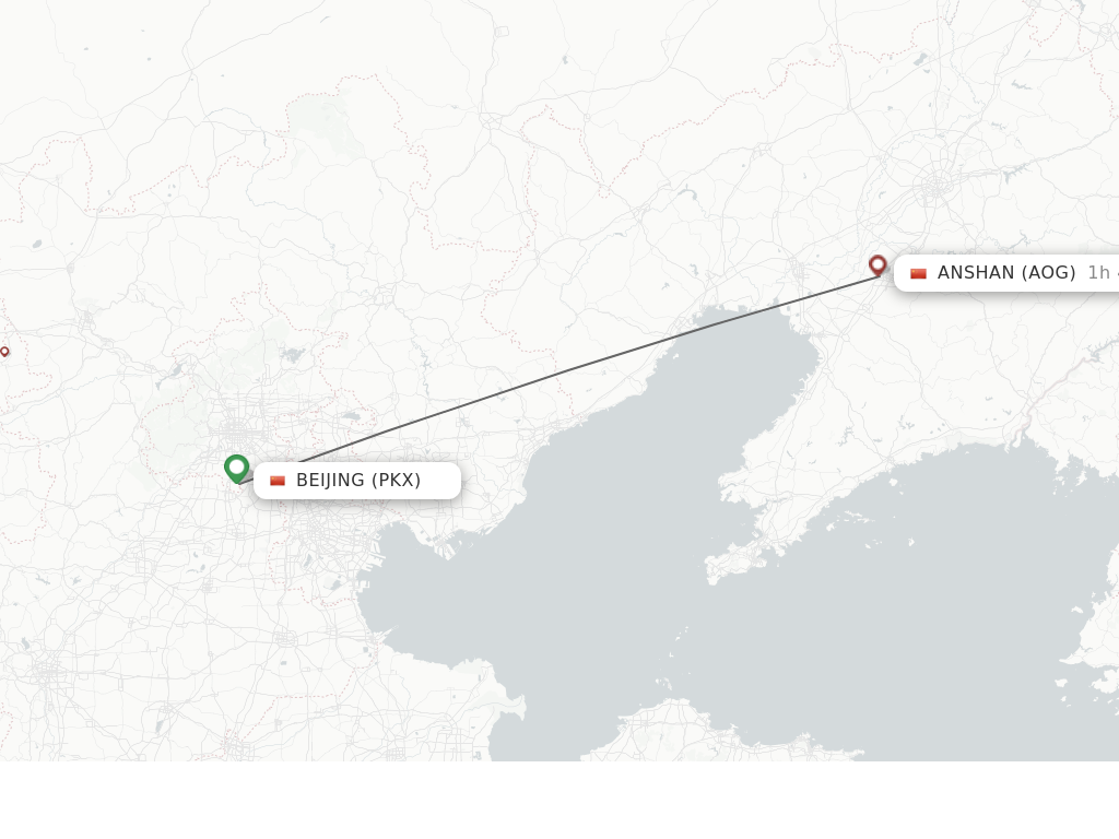 Flights from Beijing to Anshan route map