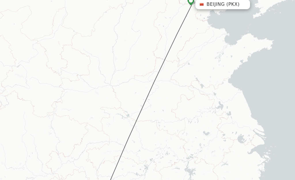 Flights from Beijing to Huaihua route map