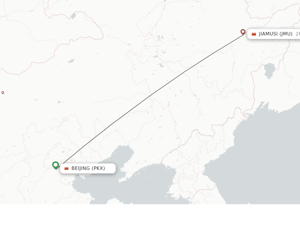 Flights from Beijing to Jiamusi route map