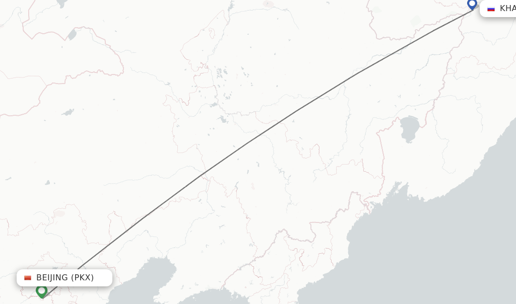Flights from Khabarovsk to Beijing route map