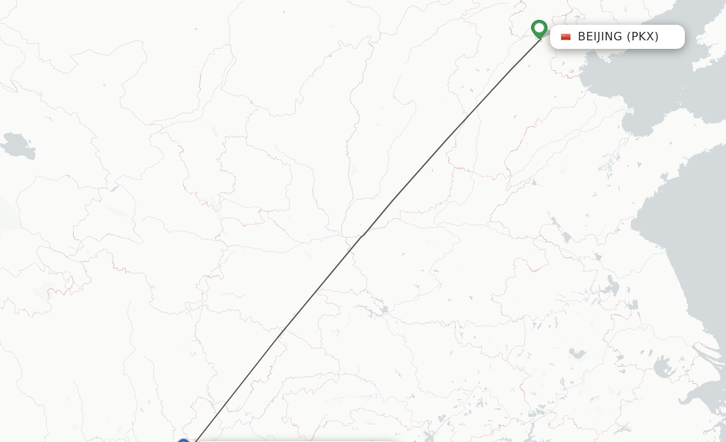 Flights from Beijing to Luzhou route map