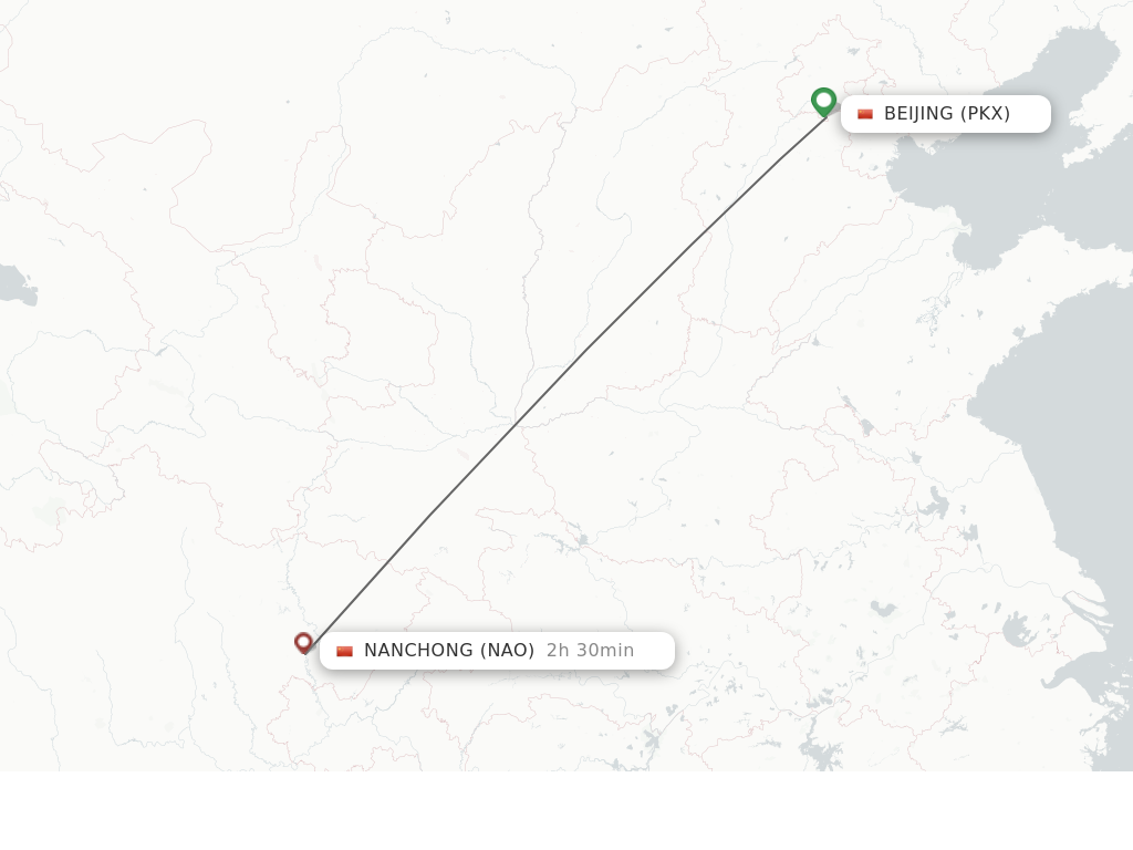 Flights from Beijing to Nanchong route map