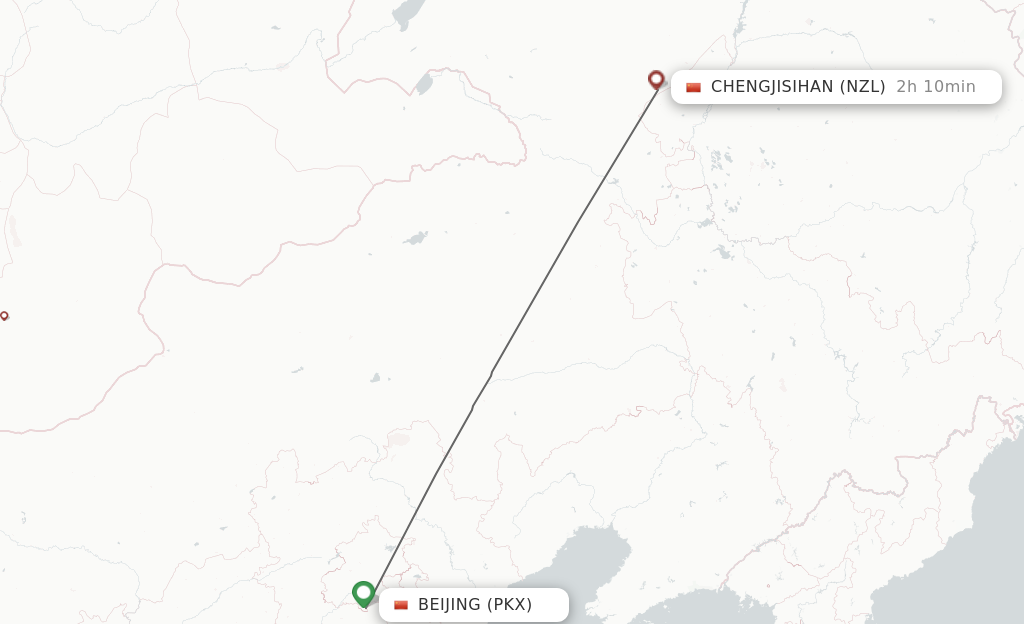 Flights from Beijing to Chengjisihan route map